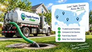 Septic Pumping Finder truck pumping a residential septic tank